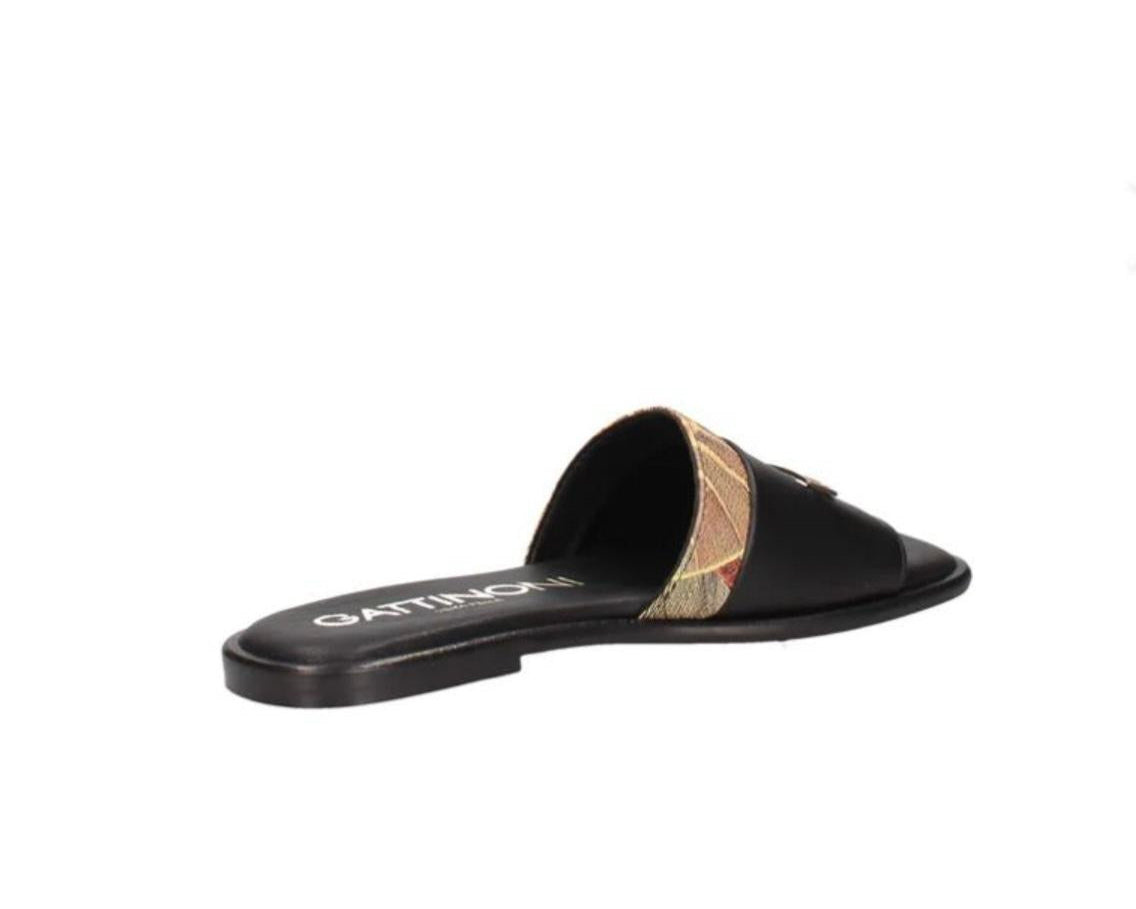 SANDALI CIABATTE DONNA “GATTINONI CIRCUS” HANNA10 PRIMAVERA ESTATE 2025 PELLE NERO