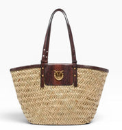 BORSA DONNA “PINKO ” LOVE SUMMER RAFIA LARGE L84Q NATURAL/MARRONE