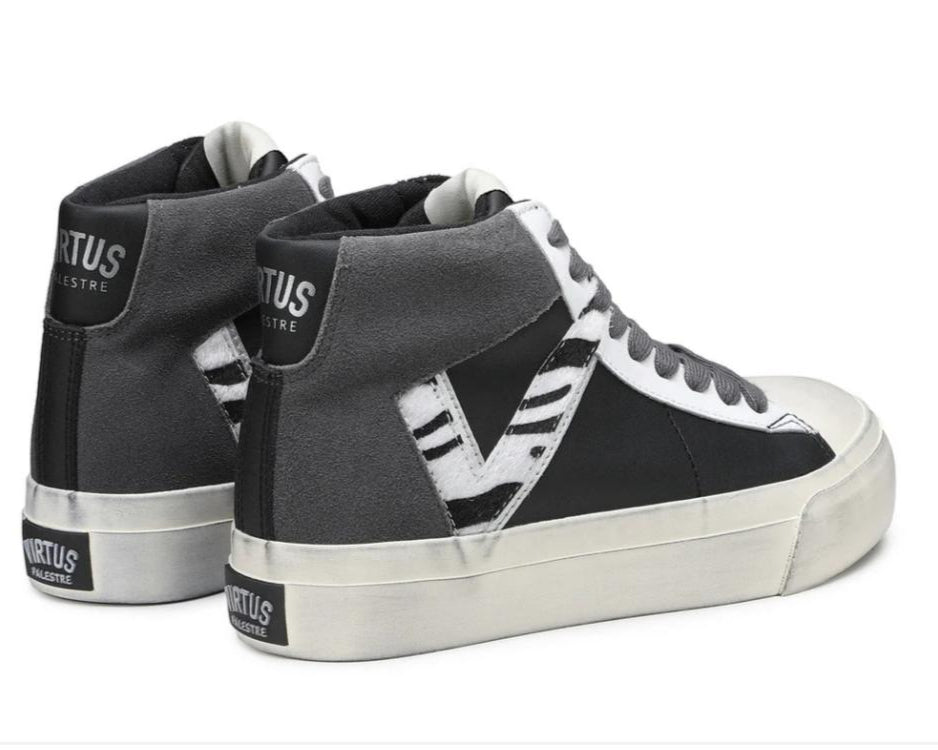 Sneakers Donna "VIRTUS PALESTRE" Rubby Mid Leather/Suede black/Grey-zebra