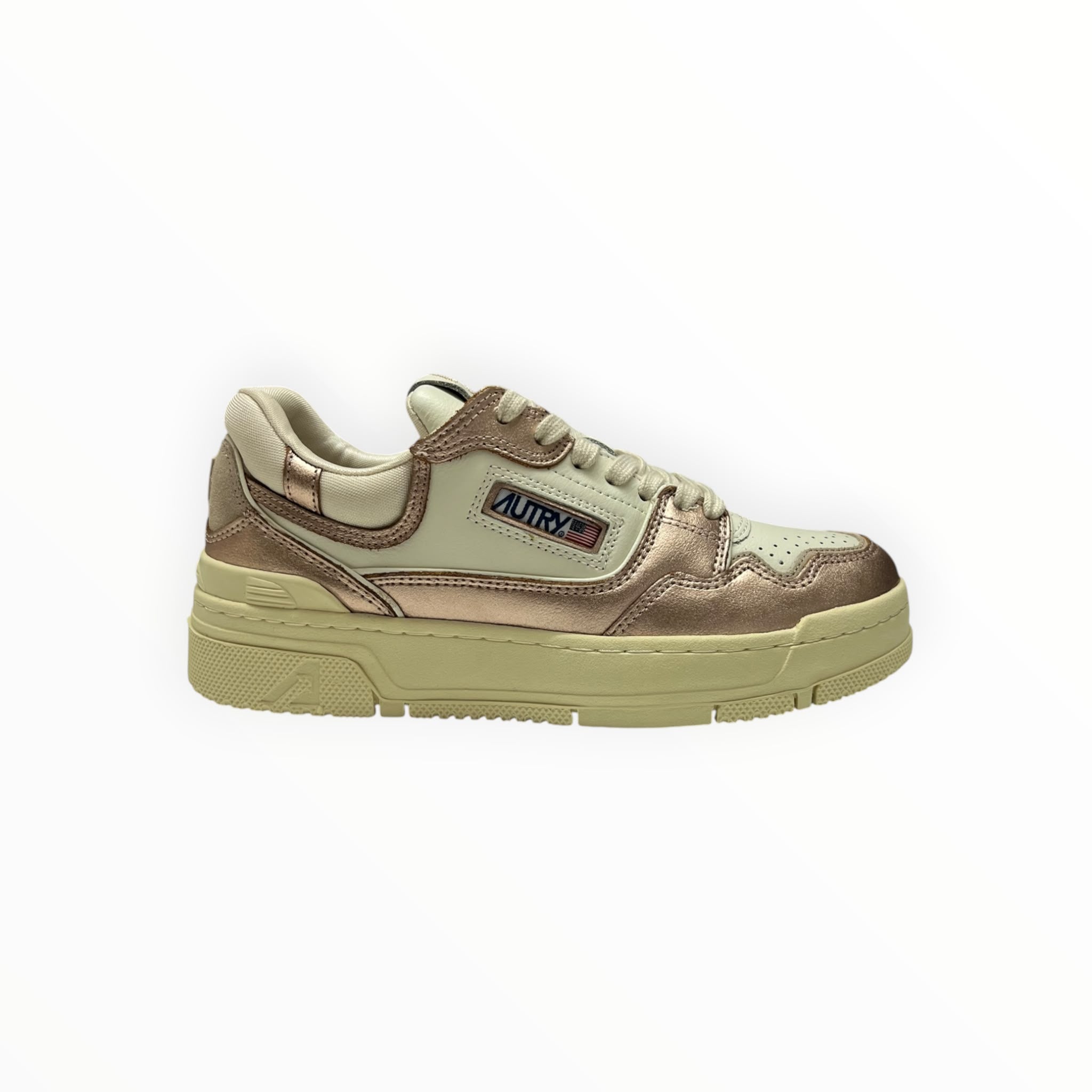 SNEAKERS DONNA “AUTRY” CLC ROLW MB03 PELLE BIANCO/PLATINO