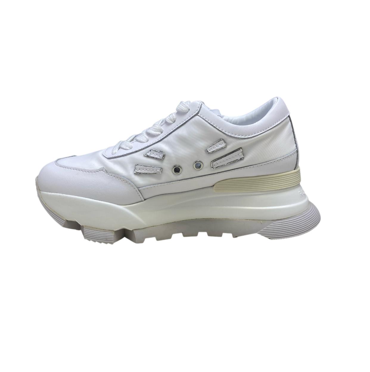 Sneakers Donna "RUCOLINE" AKI 300 Soft Bomber Bianco-Argento