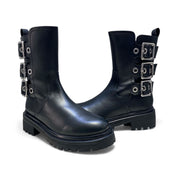 Stivaletti Donna “APEPAZZA" F3COMBAT51/LEA Chiara Pelle Nero