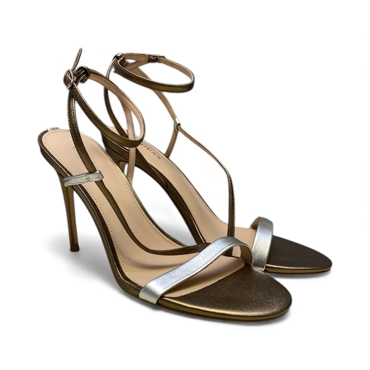 SANDALI DONNA “GUESS” FL5KADLEM03 Pelle Metallic Platino