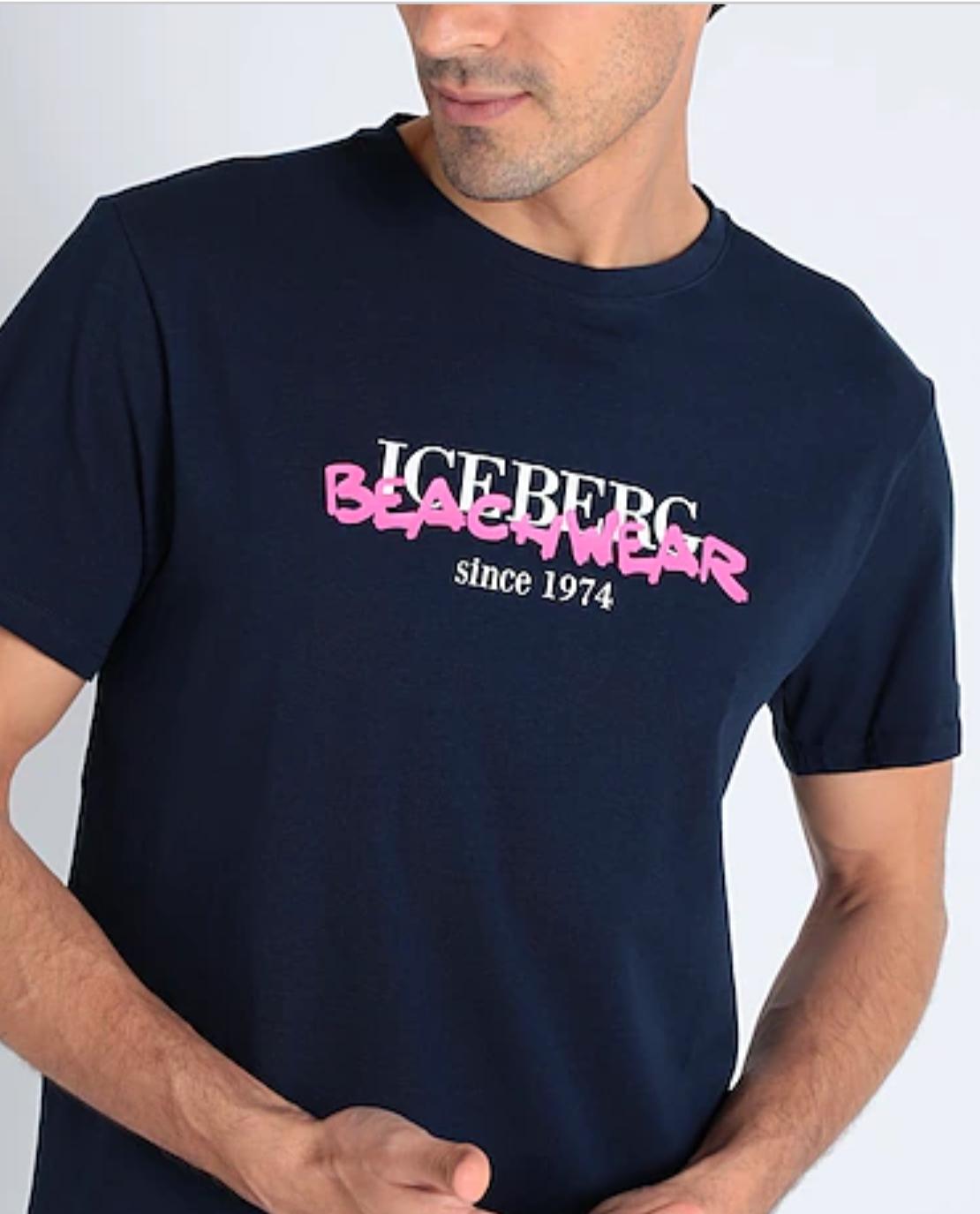 T-SHIRT UOMO  “ICEBERG” NEON NAVY/BLU  ICE3MTS01