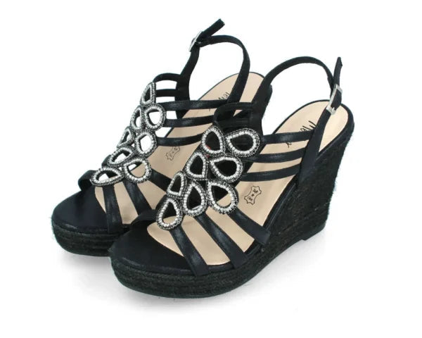 SANDALI ZEPPA DONNA “MENBUR” 22259 PRIMAVERA ESTATE 2025 NERO STRASS