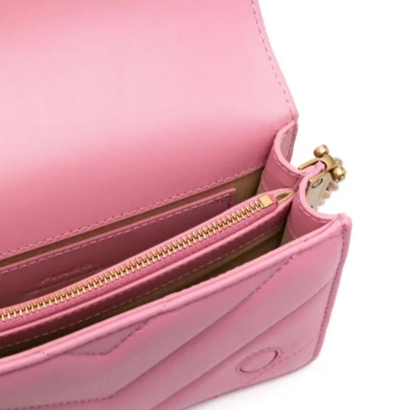 BORSA DONNA “PINKO ” CLICK LOVE MINI CHEVRON  NAPPA TRAPUNTATA ROSA