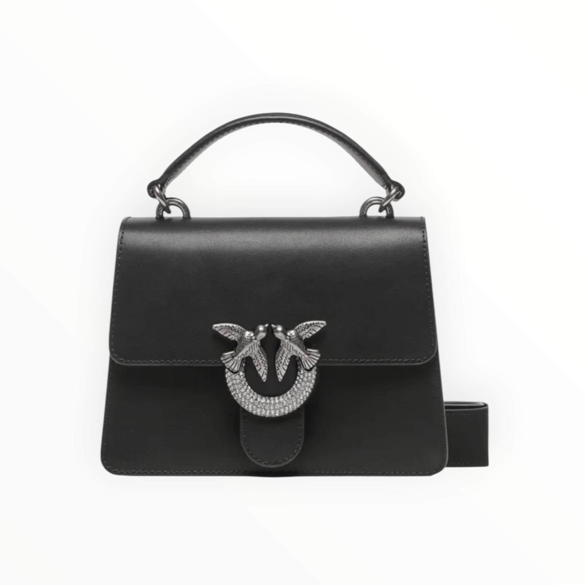 BORSA DONNA “PINKO ”LOVE ONE TOP HANDLE MINI LIGHT A10I Z990 PELLE NERO STRASS