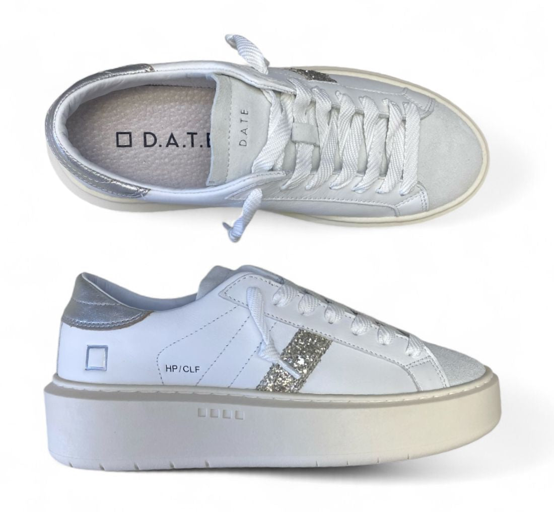 Sneakers Donna "D.A.T.E." Hill Low Platform Bianco/Silver