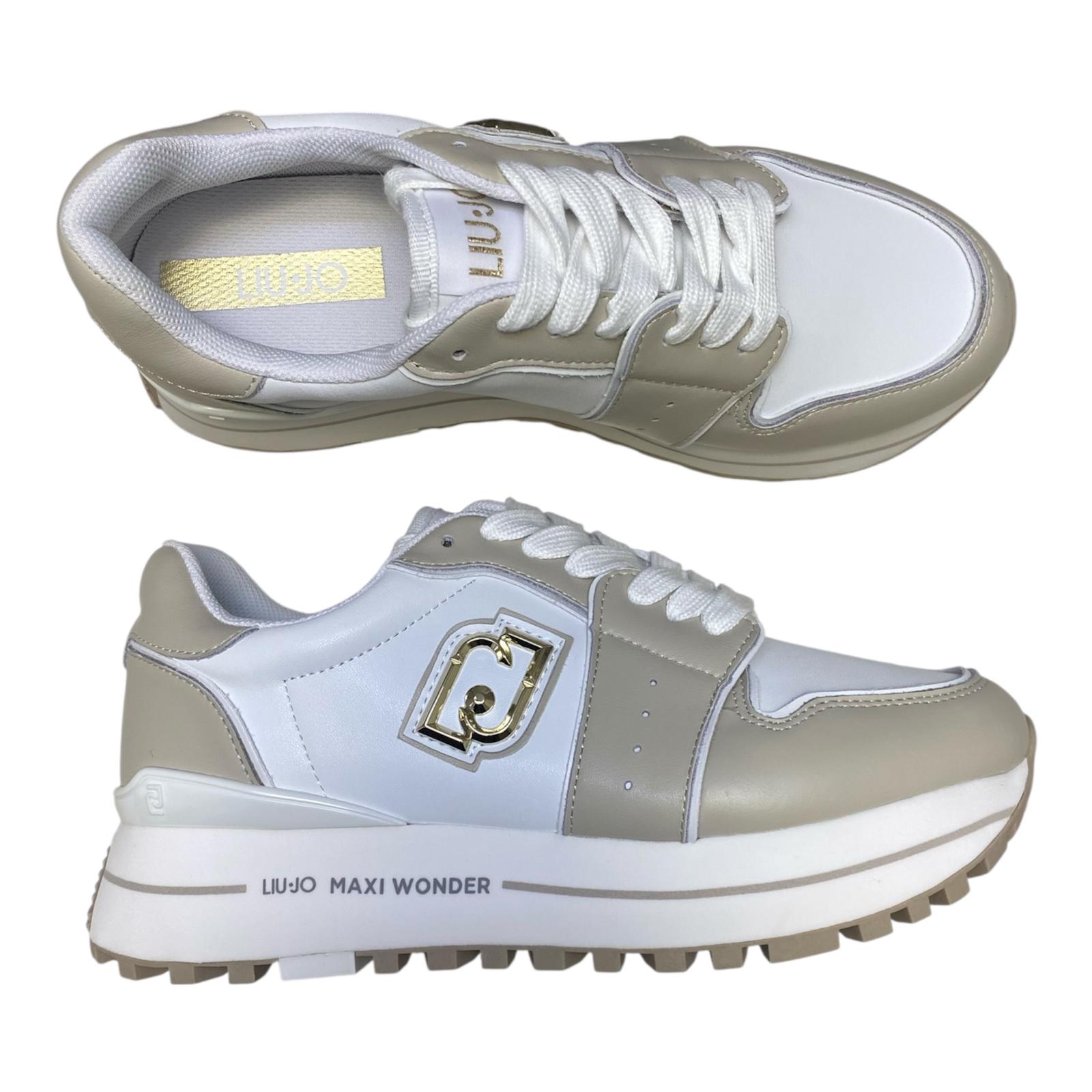 SNEAKERS DONNA “LIU JO” MAXI WONDER 85  S1090 Pelle Bianco/Beige