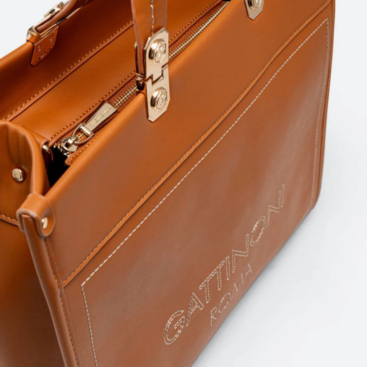 BORSA DONNA “GATTINONI ROMA” AMELIA LARGE PRIMAVERA ESTATE 2025 CUOIO