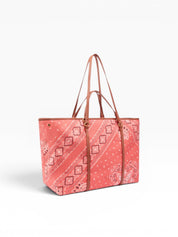 BORSA DONNA “PINKO ” SHOPPPER EXTRA L N59Q  STAMPA BANDANA CORALLO