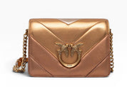 BORSA DONNA “PINKO ” LOVE CLICK MINI BIG CHEVRON INTARSI B31Q NAPPA ZUCCA ANTIQUE GOLD