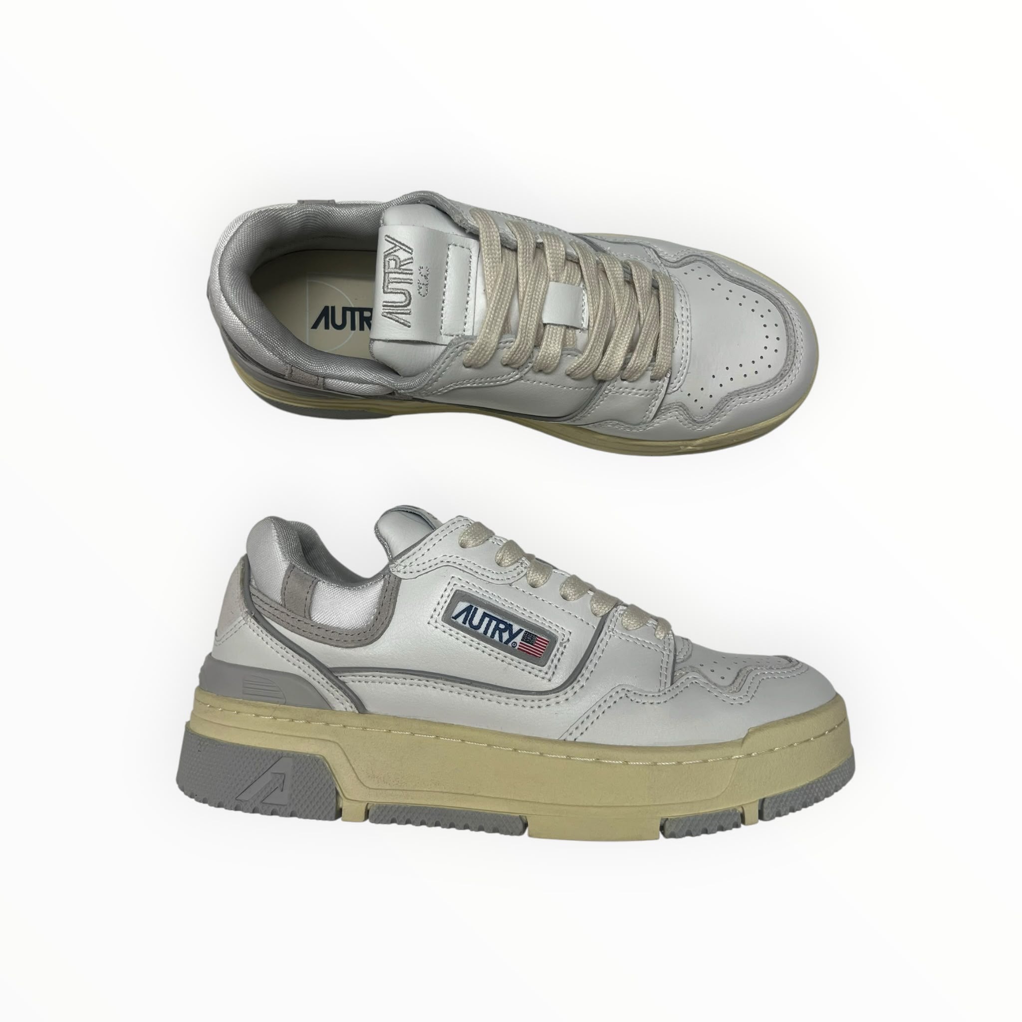 SNEAKERS “AUTRY” CLC ROLW MM28 PELLE BIANCO/GRIGIO