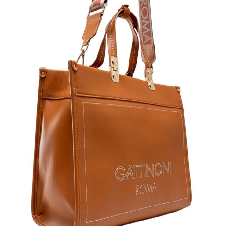 BORSA DONNA “GATTINONI ROMA” AMELIA MEDIUM  PRIMAVERA ESTATE 2025 CUOIO