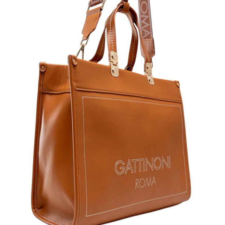 BORSA DONNA “GATTINONI ROMA” AMELIA LARGE PRIMAVERA ESTATE 2025 CUOIO