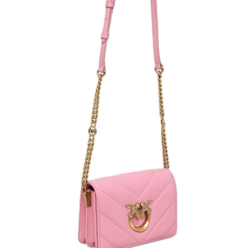 BORSA DONNA “PINKO ” CLICK LOVE MINI CHEVRON  NAPPA TRAPUNTATA ROSA