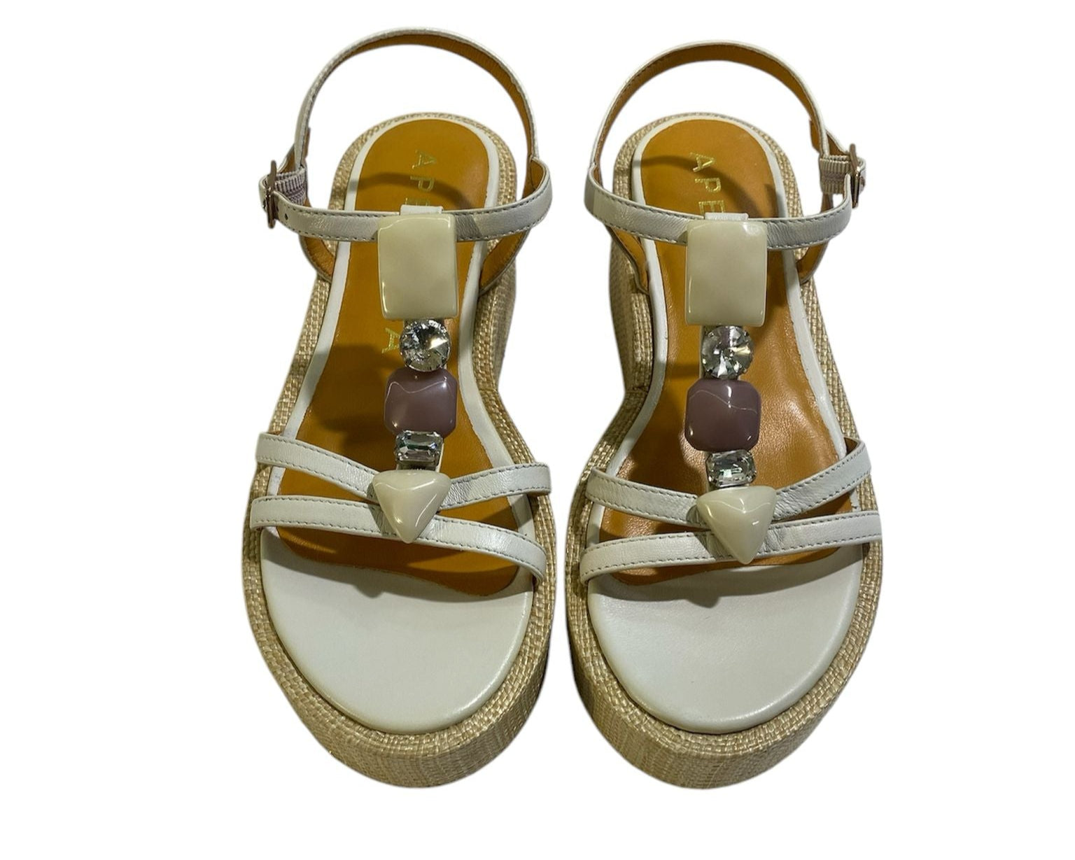 SANDALI ZEPPA DONNA “APEPAZZA ” QUERUBINA PRIMAVERA ESTATE 2025 PELLE BIANCO