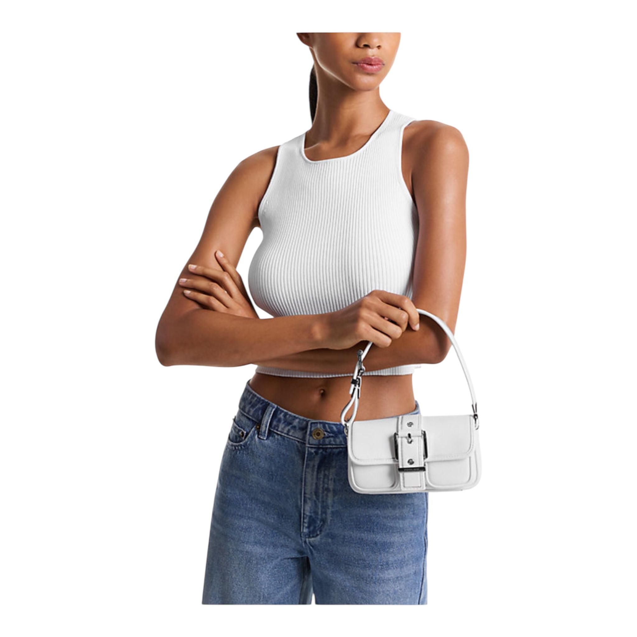 Borsa Donna “MICHAEL KORS” COLBY 32F4SBAUOL XS POUCHETTE  Pelle Bianco