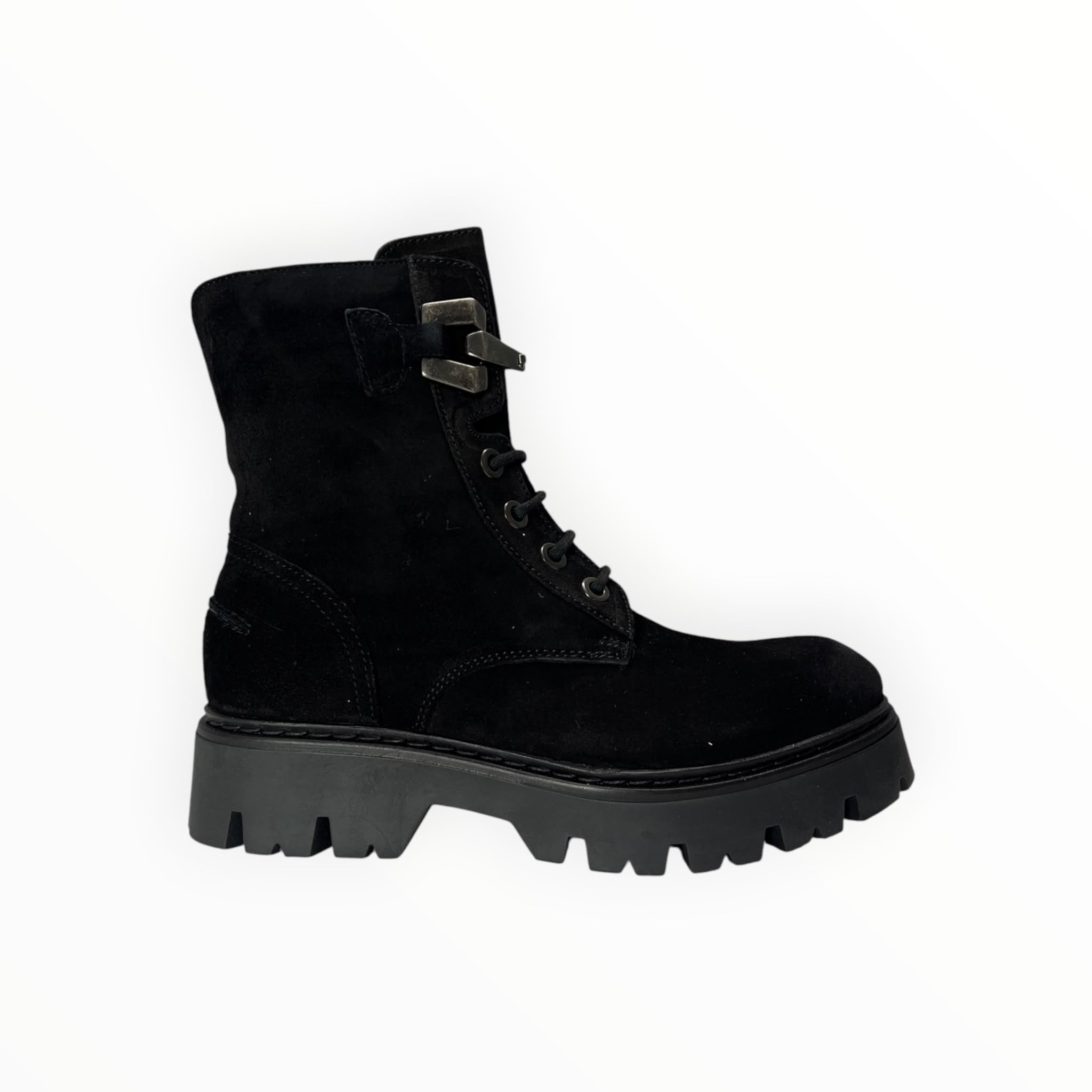 Stivaletti Anfibio Donna "CAFè NOIR" C1 FM6013 Pelle Nero