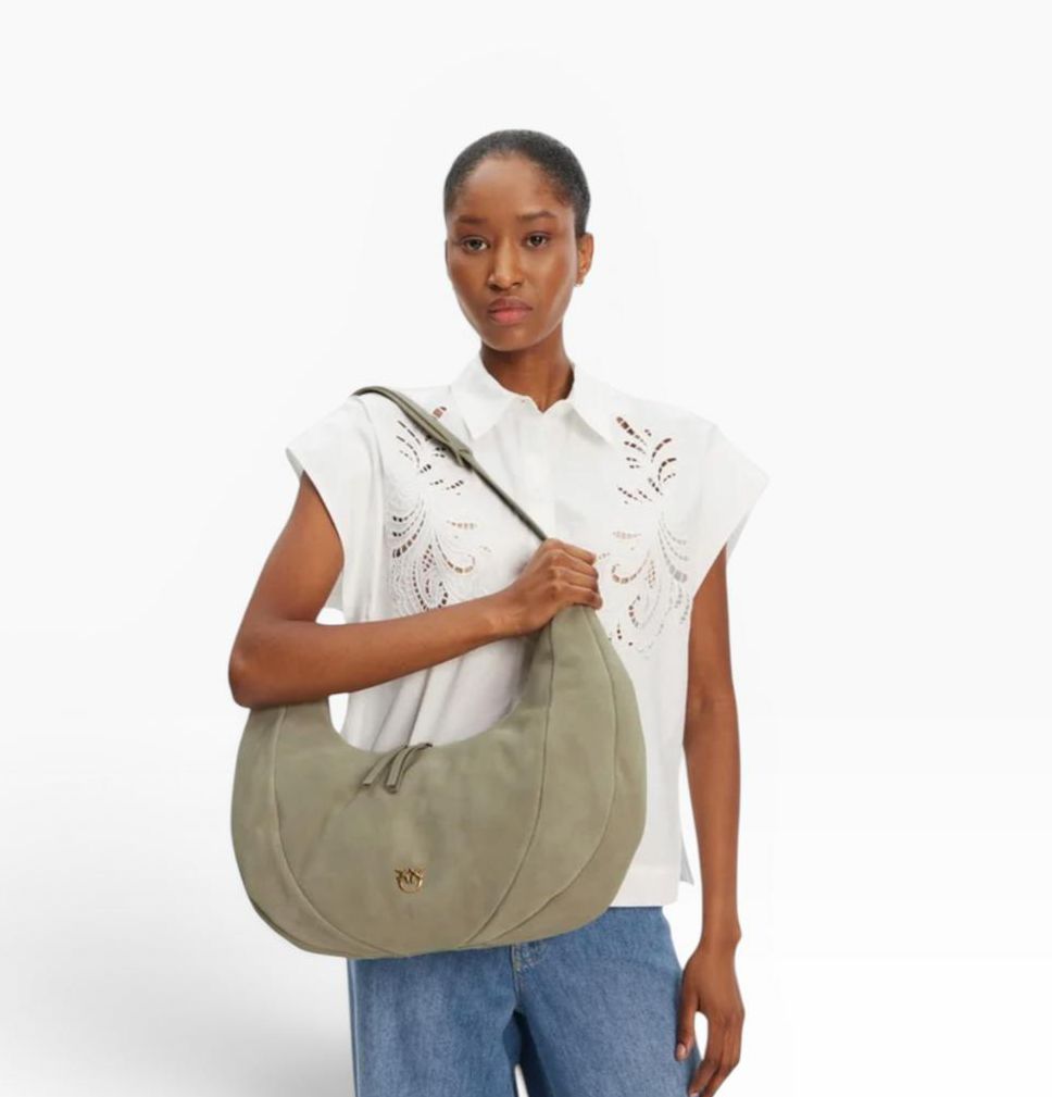 BORSA DONNA “PINKO ” SLOUCHY HOBO BIG SUEDE U84Q TAUPE