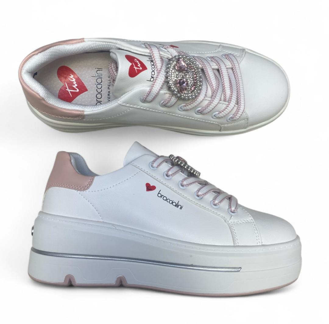 Sneakers Donna "BRACCIALINI" BA141 Bianco/Rosa