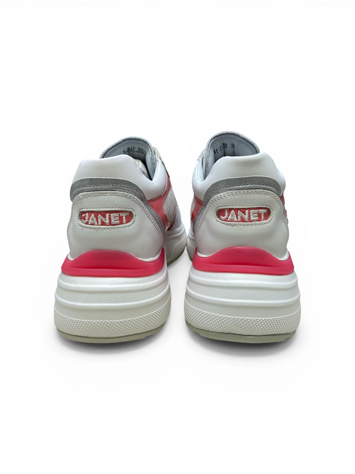 Sneakers Donna "JANET & JANET" J-061   Vera Pelle Bianco Rosa