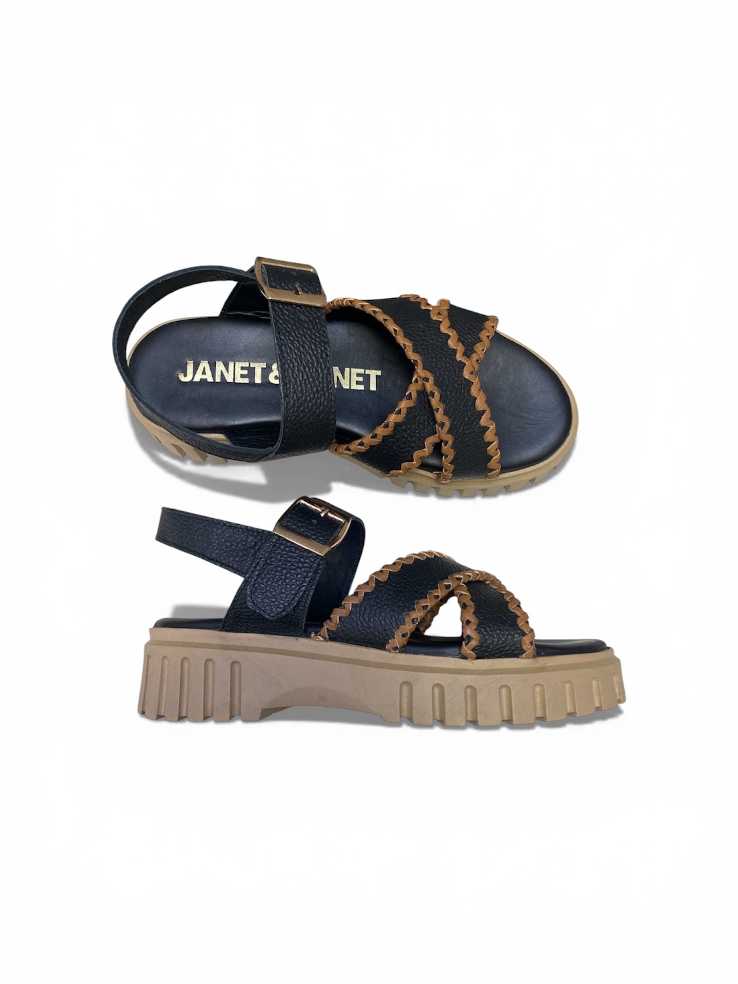 Sandali Donna "JANET & JANET" J-133 JEANNE Vera Pelle Nero