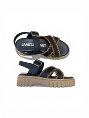Sandali Donna "JANET & JANET" J-133 JEANNE Vera Pelle Nero