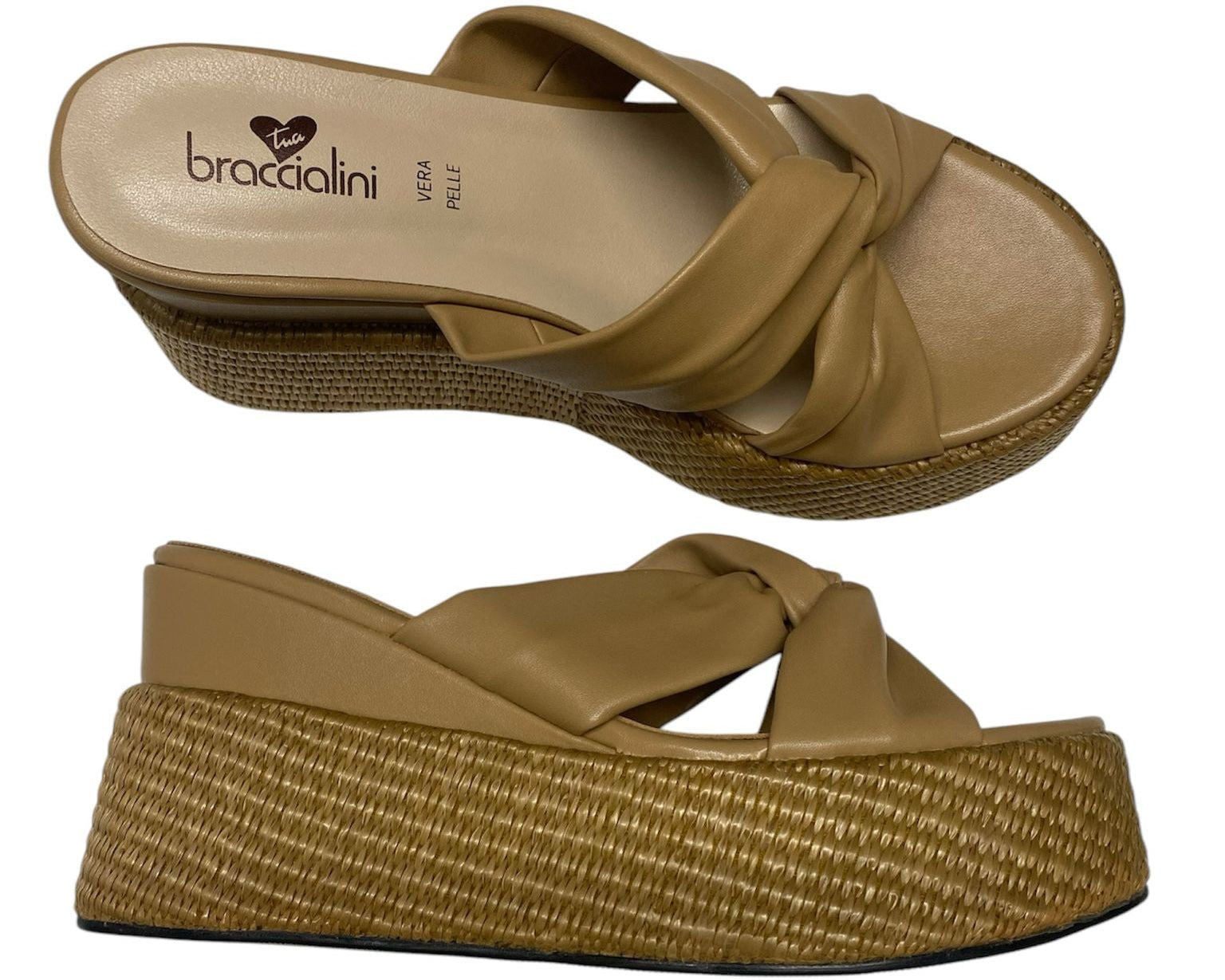 Sandali Zeppa DONNA “BRACCIALINI” BB83 Cuoio Natural
