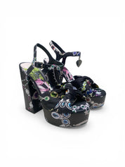 Sandali Tacco Zeppa Donna “JOHN RICHMOND” 23102 B  Pelle Nero