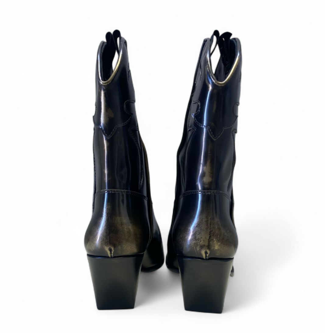 Stivaletti Texani Donna “ELENA IACHI" E2016-TA  Pelle  Nero/Oro