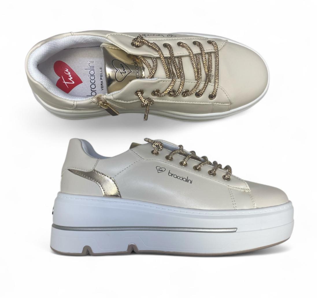 Sneakers Donna "BRACCIALINI" BA142 Beige/Oro