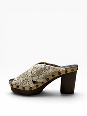Sandali Tacco Plateau Donna "MOU" MU.HIGHWOODSIN SILWO Beige/Oro
