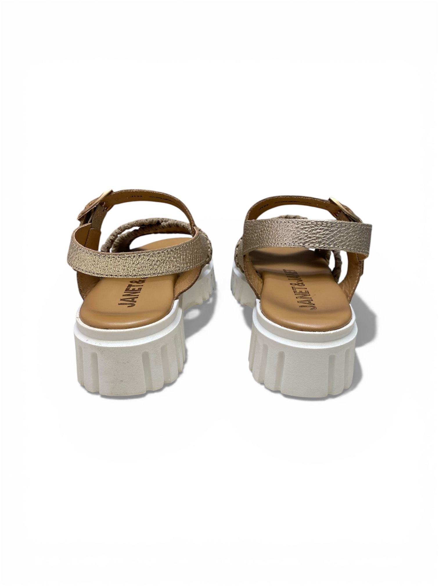 Sandali Donna "JANET & JANET" J-133 JEANNE Vera Pelle Platino