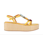 SANDALI ZEPPA DONNA “APEPAZZA ” QUERUBINA PRIMAVERA ESTATE 2025 PELLE GIALLO