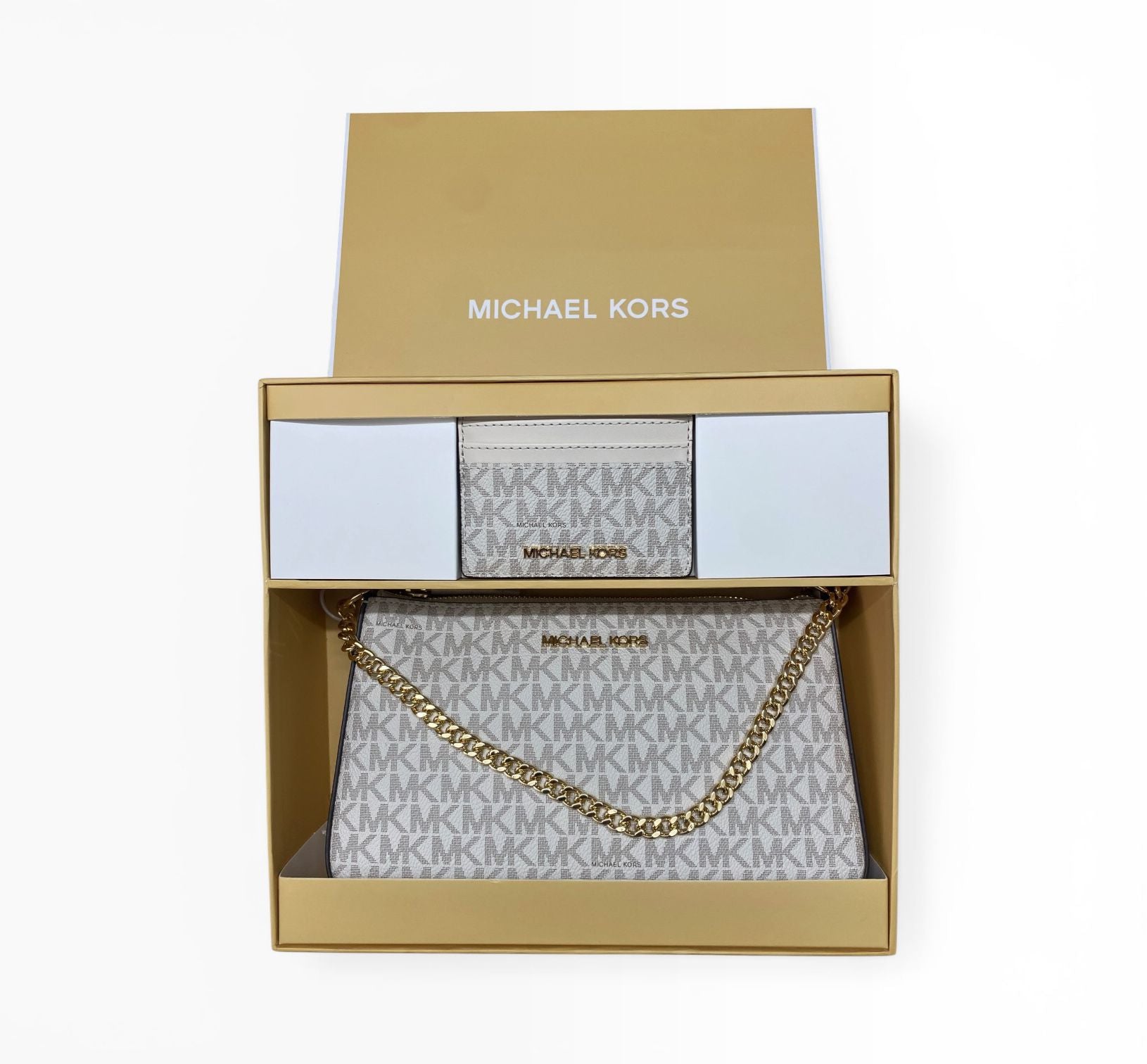 BOX REGALO  Borsa + Portacarte  “MICHAEL KORS" 35H1GGZD6B LT CRM MULTI MEDIUM PTTE W CD HDR  Vanilla