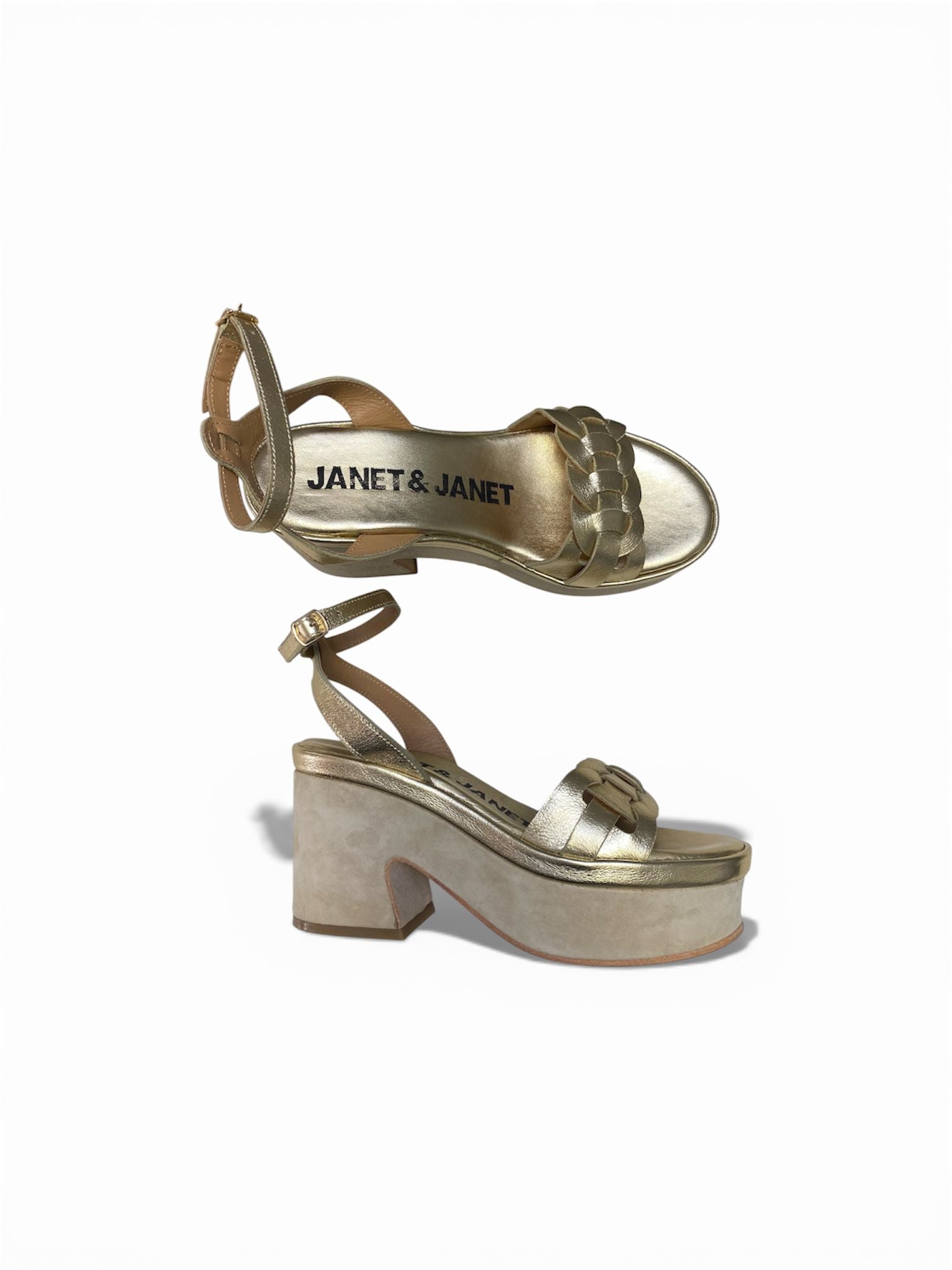 Sandali Donna "JANET & JANET" J-152 CLAIRE Vera Pelle Laminato Oro