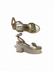 Sandali Donna "JANET & JANET" J-152 CLAIRE Vera Pelle Laminato Oro