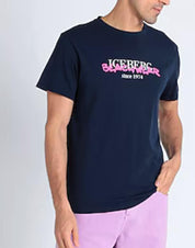 T-SHIRT UOMO  “ICEBERG” NEON NAVY/BLU  ICE3MTS01