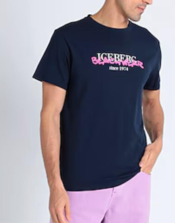 T-SHIRT UOMO  “ICEBERG” NEON NAVY/BLU  ICE3MTS01