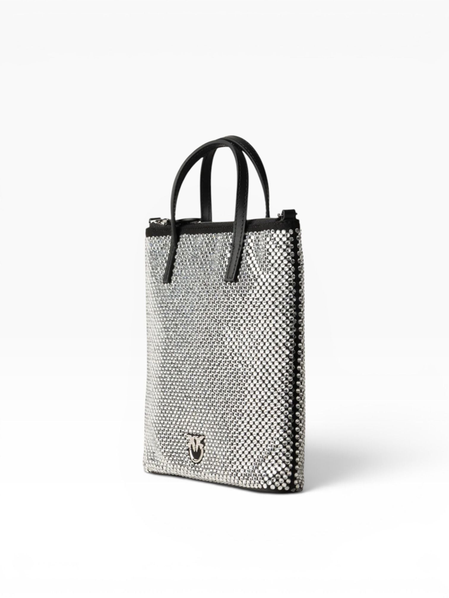 BORSA DONNA “PINKO ” SHOPPER MINI FULL STRASS JEWEL LOGO Z99F NERO+STRASS