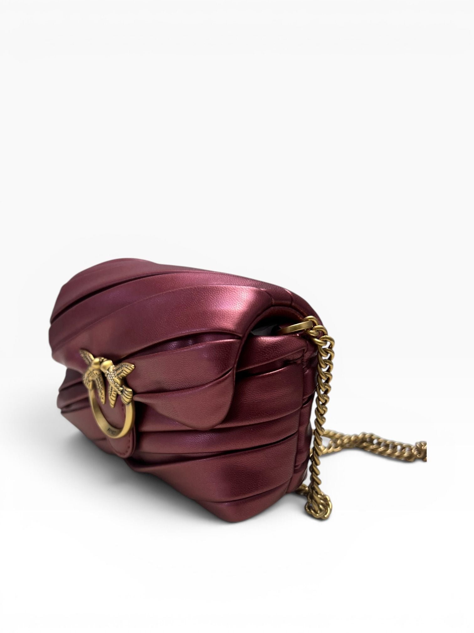 BORSA DONNA “PINKO ” LOVE PUFF MICRO METAL B08Q BORDEAUX