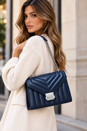Borsa Donna “MICHAEL KORS” WHITNEY 35R4SWHL6U MD FLAP NAVY BLUE