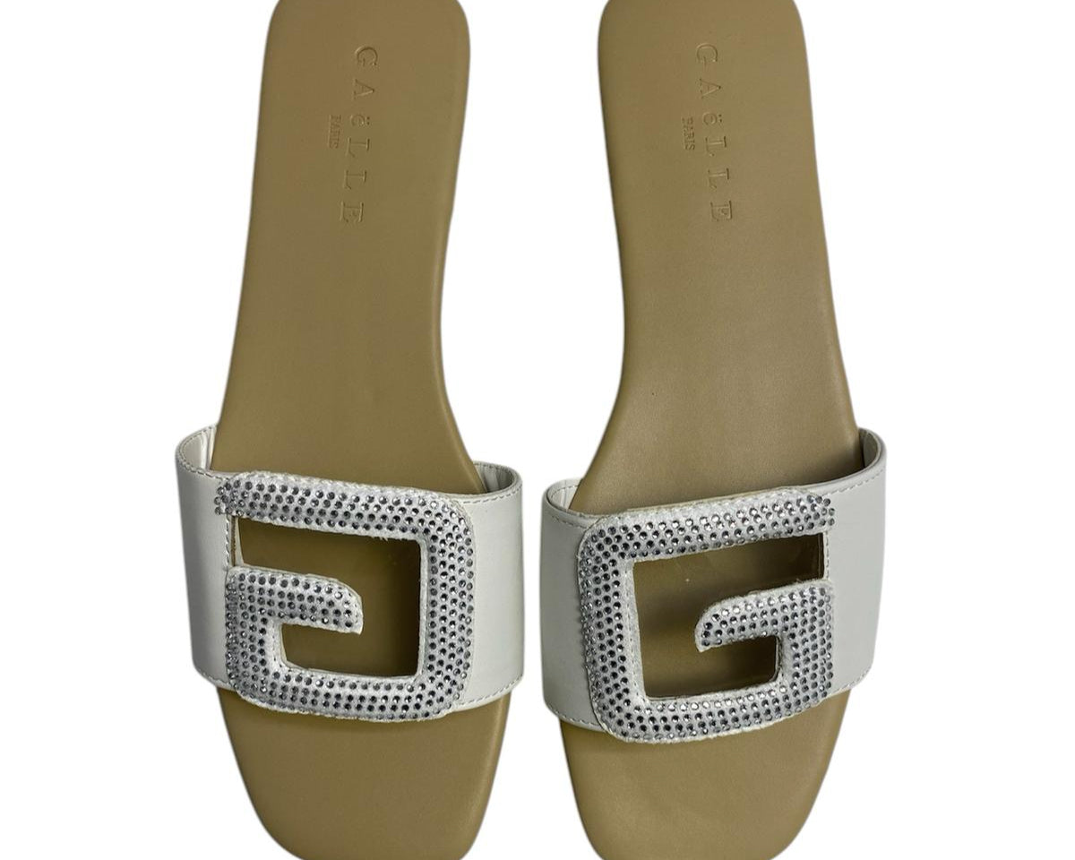 SANDALI CIABATTE DONNA “GAeLLE” PRIMAVERA ESTATE 2025 BIANCO STRASS 0060