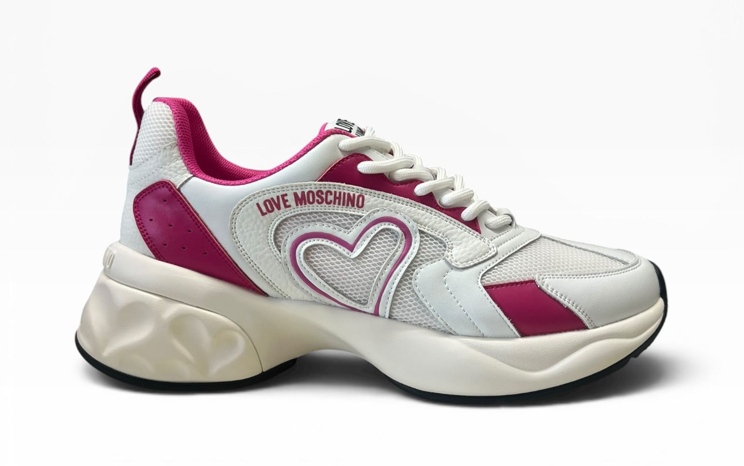 Sneakers Donna “LOVE MOSCHINO” JA15456G0OIQA10B CRYSTAL 60 BIANCO FUXIA