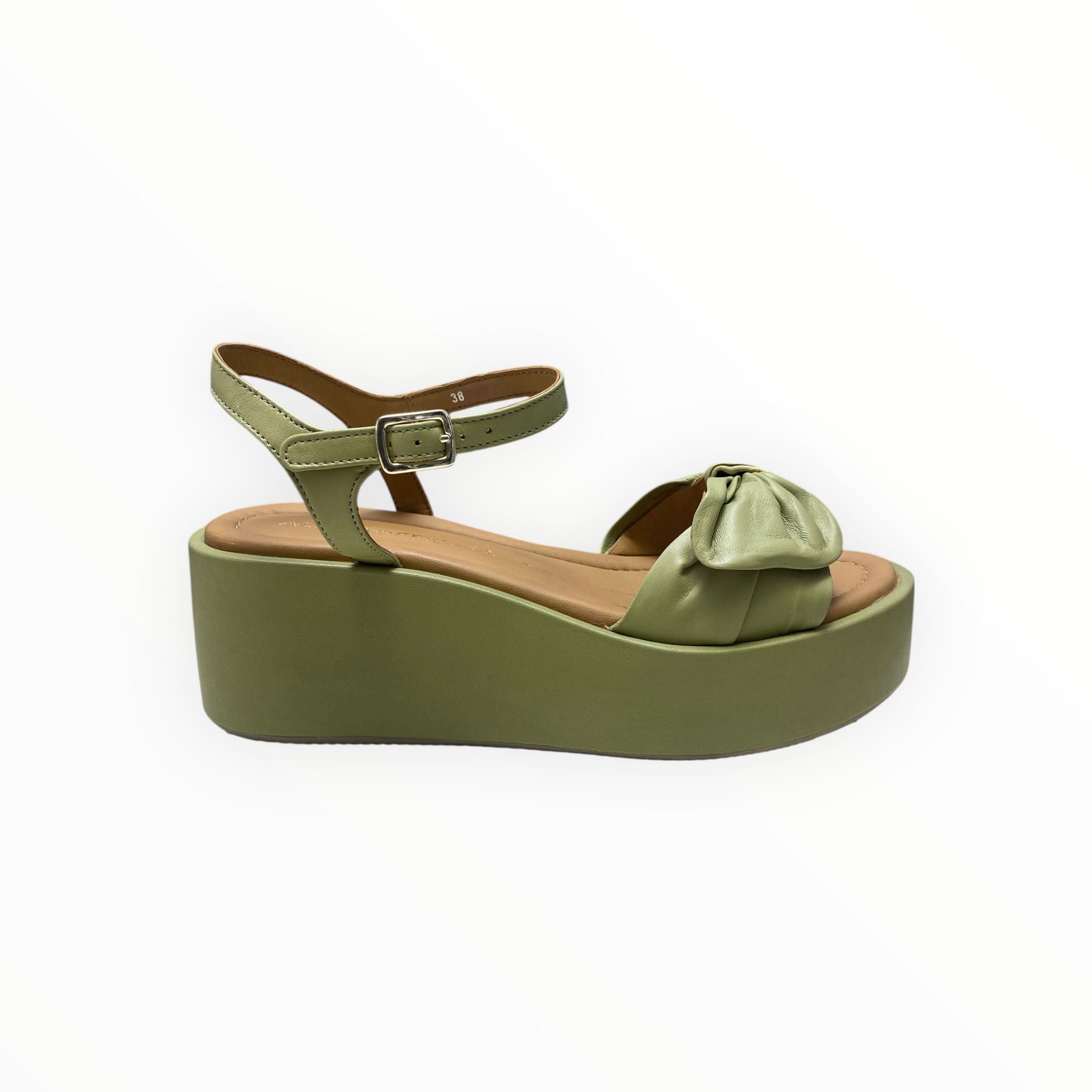 Sandali Zeppa DONNA “ALTRA OFFICINA” AO1403X Nappa Kaki/Verde