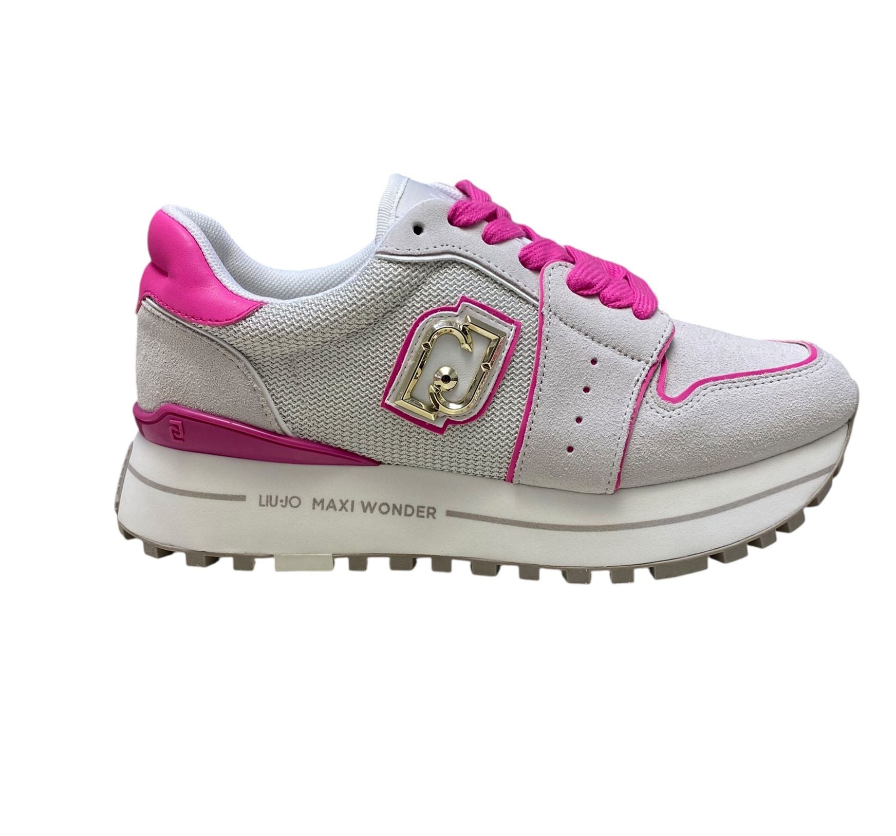 SNEAKERS DONNA “LIU JO" MAXI WONDER 85 S3606 SUEDE/MESH GRIGIO/FUCSIA