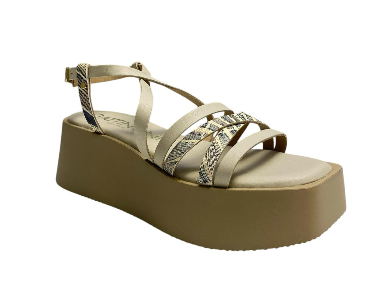 SANDALI ZEPPA DONNA “GATTINONI CIRCUS ” FLORIN16 PRIMAVERA ESTATE 2025  PELLE BEIGE