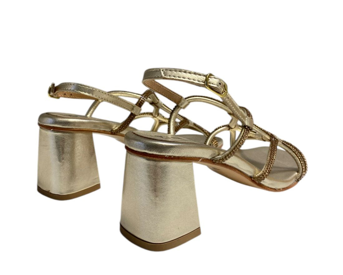 SANDALI GIOIELLO DONNA "DIVINE FOLLIE" 24203 VERA PELLE GOLD/STRASS PRIMAVERA/ESTATE 2025