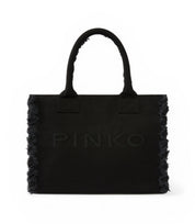 BORSA DONNA “PINKO ” BEACH SHOPPER CANVAS NERO